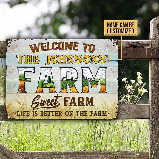 uni Welcome To Sweet Farm Nice Design Rectangle Metal Sign Custom Name