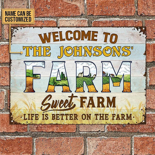 uni Welcome To Sweet Farm Nice Design Rectangle Metal Sign Custom Name