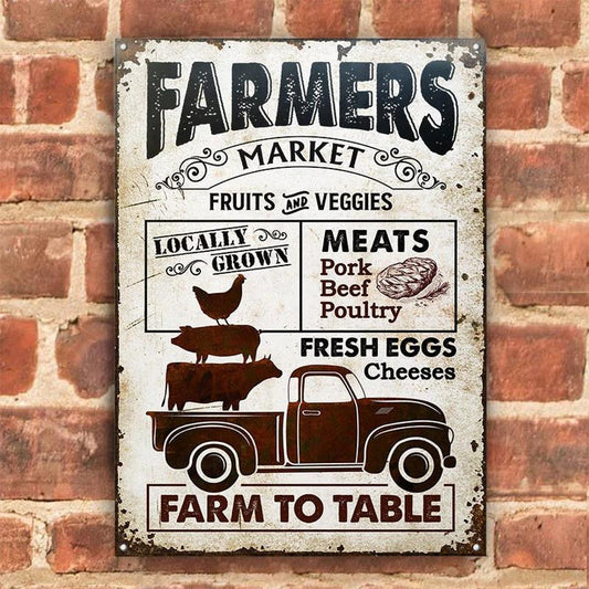 uni Truck Isolated Farm Farmers Market Farm To Table Rectangle Metal Sign