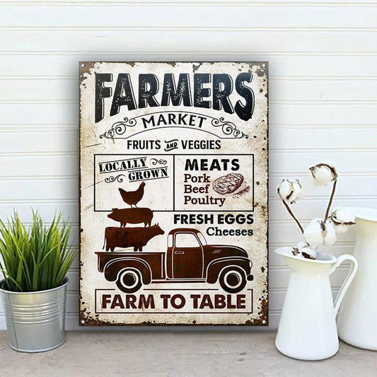 uni Truck Isolated Farm Farmers Market Farm To Table Rectangle Metal Sign