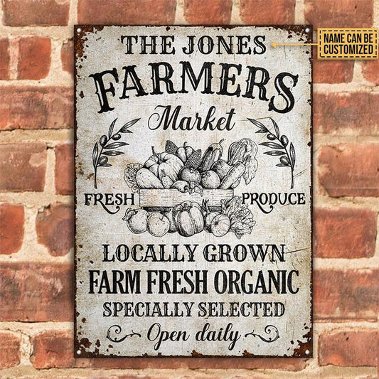 uni Custom Name Farm Farmers Market Fresh Organic Rectangle Metal Sign