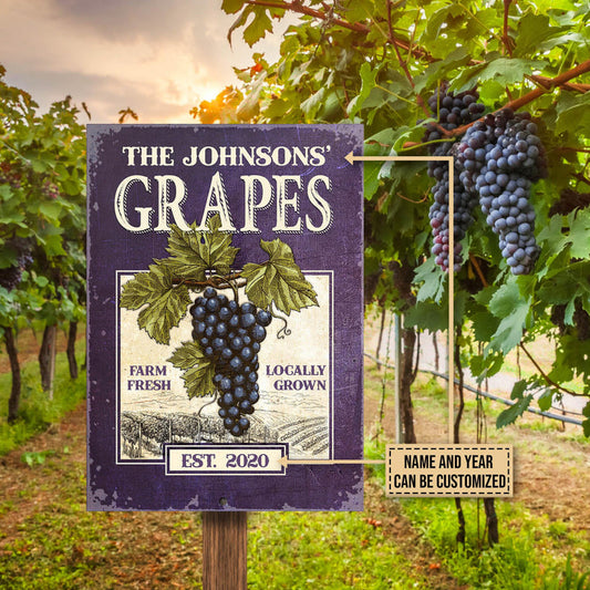 uni Purple Grape Farm Fresh Rectangle Metal Sign Custom Name Year