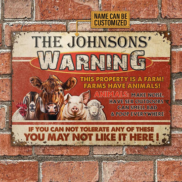 uni This Property Is A Farm Red Rectangle Metal Sign Custom Name