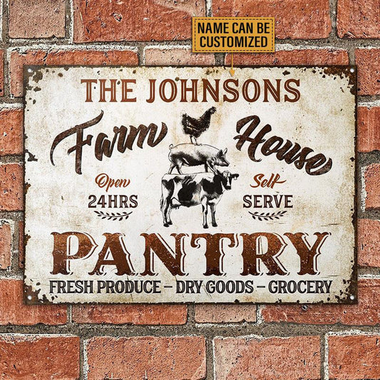 uni Farm Animals Farmhouse Pantry Self Serve Rectangle Metal Sign Custom Name