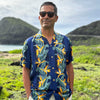 Uni Paradise Panel Navy   Aloha Pocket Shirt Short Sleeve Shirt Vacation Hawaiian Outdoor Vacation
