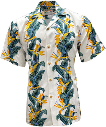 Uni Paradise Panel White   Aloha Shirt Short Sleeve Shirt Vacation Hawaiian Outdoor Vacation
