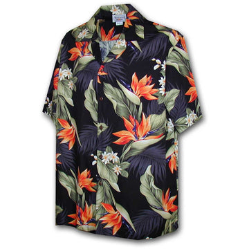 Uni Paradise Valley Black   Aloha Shirt Short Sleeve Shirt Vacation Hawaiian Outdoor Vacation
