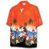 Uni Parrot Island Orange Hawaiian Shirt Aloha Shirt Short Sleeve Shirt Vacation Hawaiian Outdoor Vacation Hawaiian Shirt