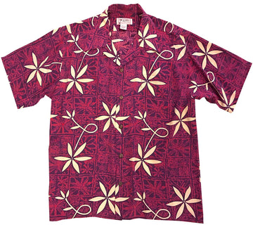 Uni Retro Red Floral Hawaiian Shirt Aloha Shirt Short Sleeve Shirt Vacation Hawaiian Outdoor Vacation Hawaiian Shirt