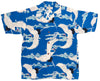 Uni Retro Crane Blue Hawaiian Shirt Aloha Shirt Short Sleeve Shirt Vacation Hawaiian Outdoor Vacation Hawaiian Shirt