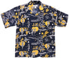 Uni Retro Hula Moon Navy Hawaiian Shirt Aloha Shirt Short Sleeve Shirt Vacation Hawaiian Outdoor Vacation Hawaiian Shirt