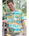 Uni Retro Hula Teal Hawaiian Shirt Aloha Shirt Short Sleeve Shirt Vacation Hawaiian Outdoor Vacation Hawaiian Shirt