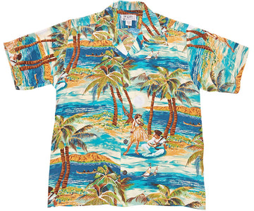 Uni Retro Hula Teal Hawaiian Shirt Aloha Shirt Short Sleeve Shirt Vacation Hawaiian Outdoor Vacation Hawaiian Shirt