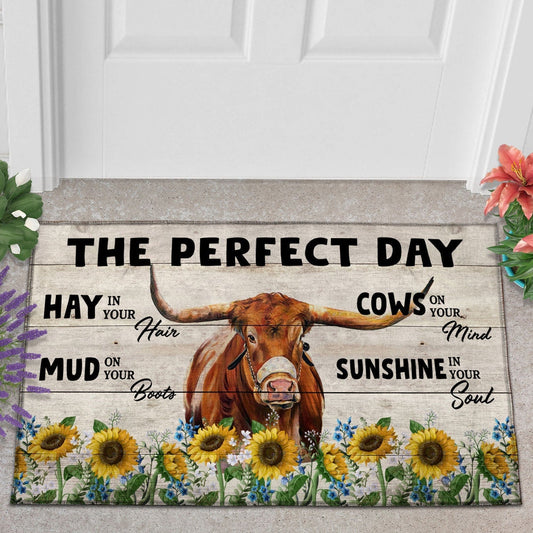 Uni Texas Longhorn The Perfect Day Doormat, Farmhouse Doormat, Welcome Mat