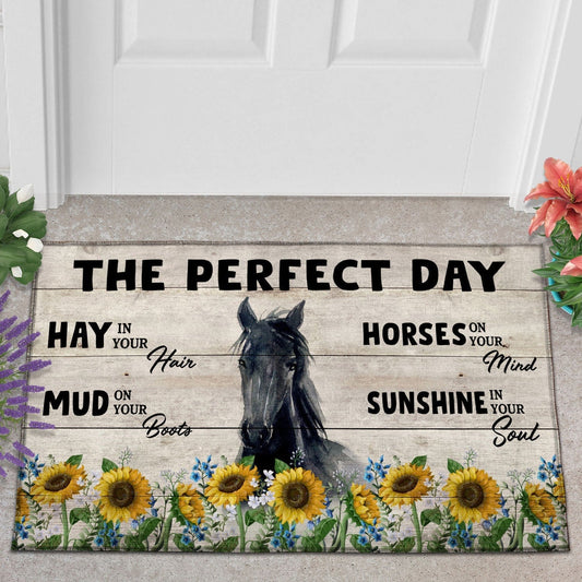 Uni Horse The Perfect Day Doormat, Farmhouse Doormat, Welcome Mat