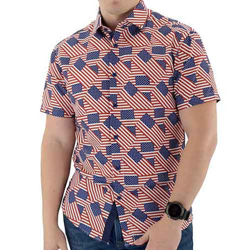 UniJames Men's Abstract American Flag Microfiber Button Down Shirt