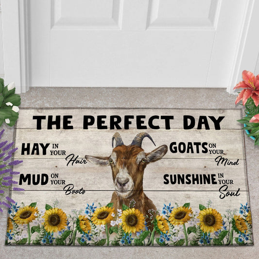 Uni Goat The Perfect Day Doormat, Farmhouse Doormat, Welcome Mat