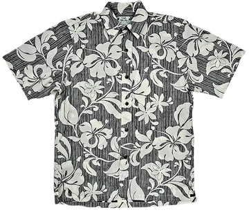 Uni Monochrome Hibiscus  Aloha Shirt Short Sleeve Shirt Vacation Hawaiian Outdoor Vacation