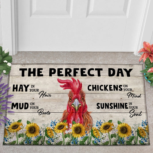 Uni Chicken The Perfect Day Doormat, Farmhouse Doormat, Welcome Mat