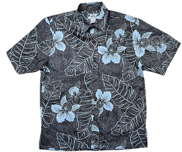 Uni Midnight Blue Hibiscus  Aloha Shirt Short Sleeve Shirt Vacation Hawaiian Outdoor Vacation