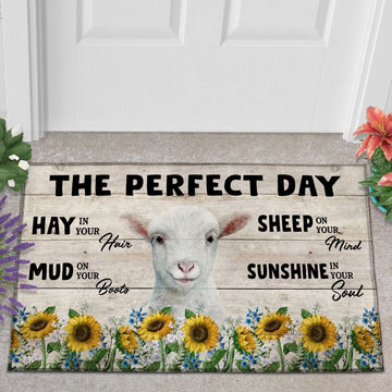 Uni Sheep The Perfect Day Doormat, Farmhouse Doormat, Welcome Mat