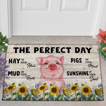 Uni Pig The Perfect Day Doormat, Farmhouse Doormat, Welcome Mat