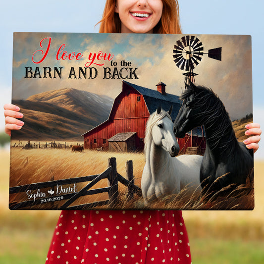 Uni Personalized Gifts For Couple Wall Art, Horse Couple I Love You To The Barn