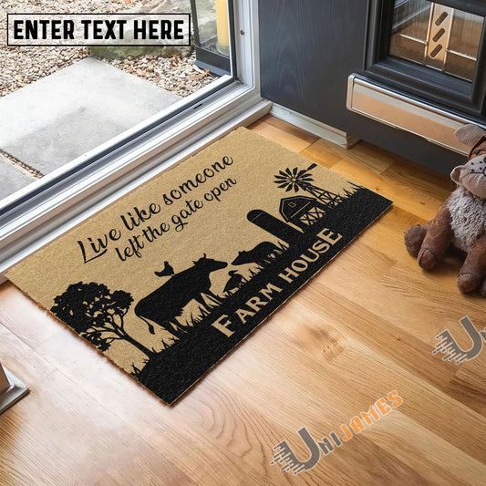 Uni Farm Animal Custom Farm Name Live Like Someone Left The Gate Open Coir Doormat