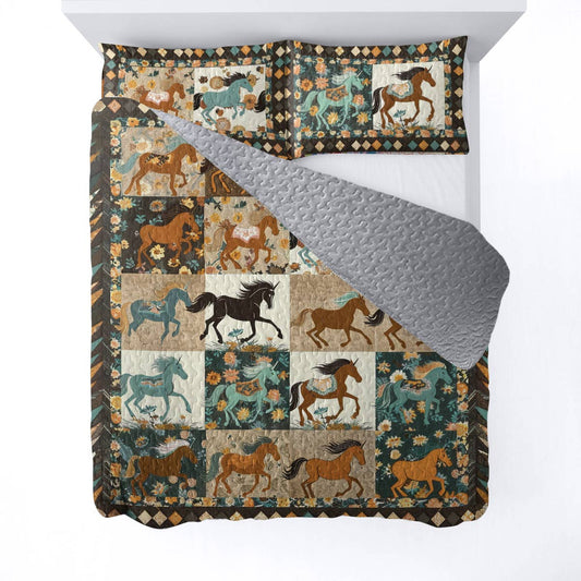 Uni All Season Quilt 3-Piece Set Horse Heaven