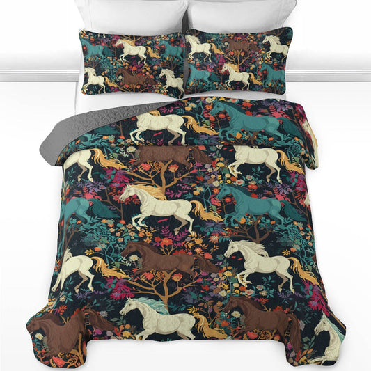 Uni All Season Quilt 3-Piece Set Horse Flower