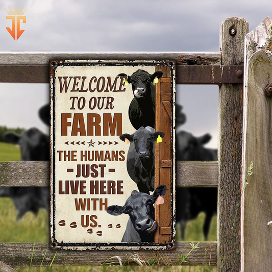 uni Personalized Name Black Angus Cattle Welcome to our farm All Printed 3D Metal Sign
