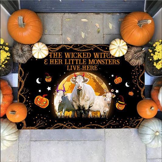 Uni Charolais - The Wicked Witch And Her Little Monsters Live Here Doormat
