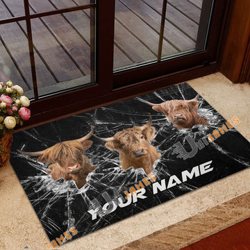 Uni Highland Broken Glass Custom Name 3D Doormat