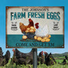 Personalized Chicken Farm Raised Laid Daily Turquoise Customized Classic Metal Signs