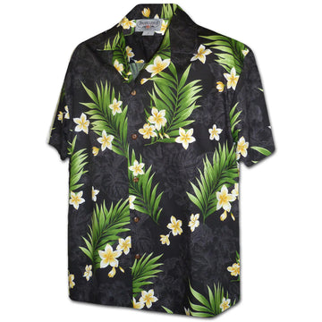 Uni Shadow Garden Black   Aloha Shirt Short Sleeve Shirt Vacation Hawaiian Outdoor Vacation
