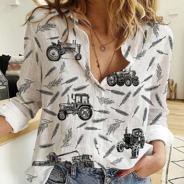 Unique Tractor Pattern Casual Shirt