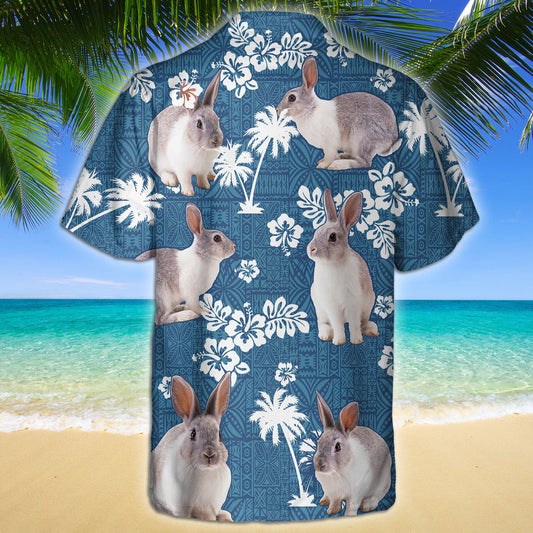 Unique Rabbit Horse Blue Tribal Hawaiian Shirt