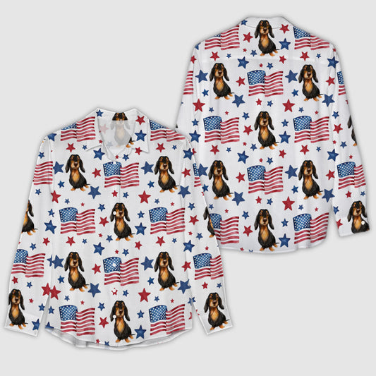 Unique Dachshund Patriot USA Flag Casual Shirt