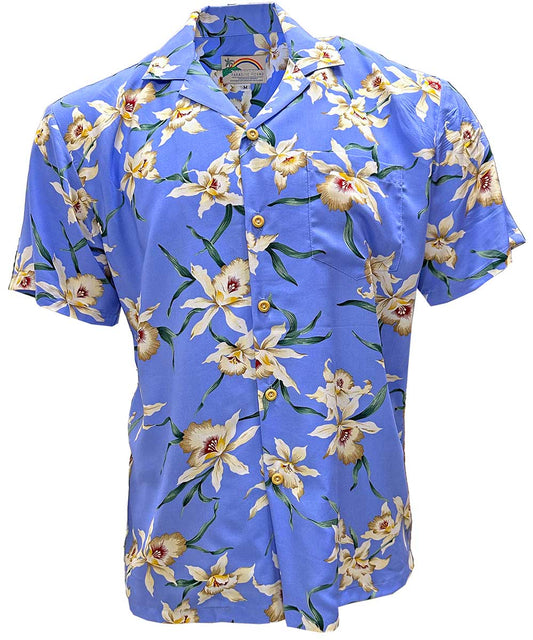 Uni Blue Orchid Paradise Aloha Shirt Short Sleeve Shirt Vacation Hawaiian Outdoor Vacation
