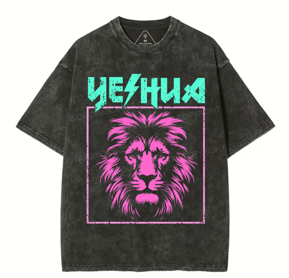Yeshua Lion Christian Washed T-Shirt Sale - GuidingCross