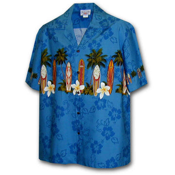 Uni Surfs Up Blue   Aloha Shirt Short Sleeve Shirt Vacation Hawaiian Outdoor Vacation