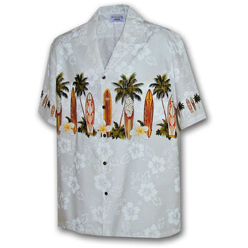 Uni Surfs Up White   Aloha Shirt Short Sleeve Shirt Vacation Hawaiian Outdoor Vacation
