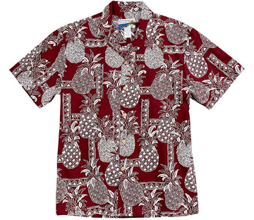Uni Pineapple Red   Aloha Shirt Short Sleeve Shirt Vacation Hawaiian Outdoor Vacation