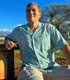 Uni Taro Leaf Aqua   Aloha Shirt Short Sleeve Shirt Vacation Hawaiian Outdoor Vacation