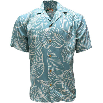 Uni Taro Leaf Aqua   Aloha Shirt Short Sleeve Shirt Vacation Hawaiian Outdoor Vacation