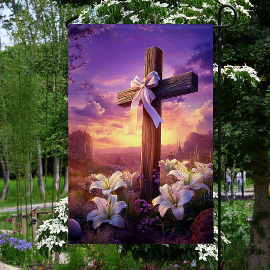 Uni Garden Flag 12" x 18" Peaceful Sunrise Cross