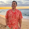 Uni Taro Leaf Coral   Aloha Shirt Short Sleeve Shirt Vacation Hawaiian Outdoor Vacation