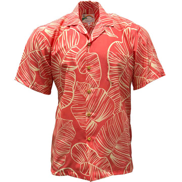 Uni Taro Leaf Coral   Aloha Shirt Short Sleeve Shirt Vacation Hawaiian Outdoor Vacation