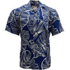 Uni Taro Leaf Deep Blue   Aloha Shirt Short Sleeve Shirt Vacation Hawaiian Outdoor Vacation