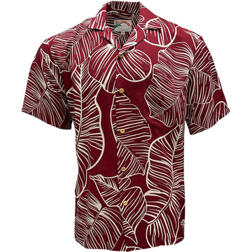 Uni Taro Leaf Red   Aloha Shirt Short Sleeve Shirt Vacation Hawaiian Outdoor Vacation